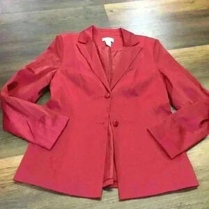 JACLYN SMITH Button Front Long Sleeve Red Blazer Suit Jacket